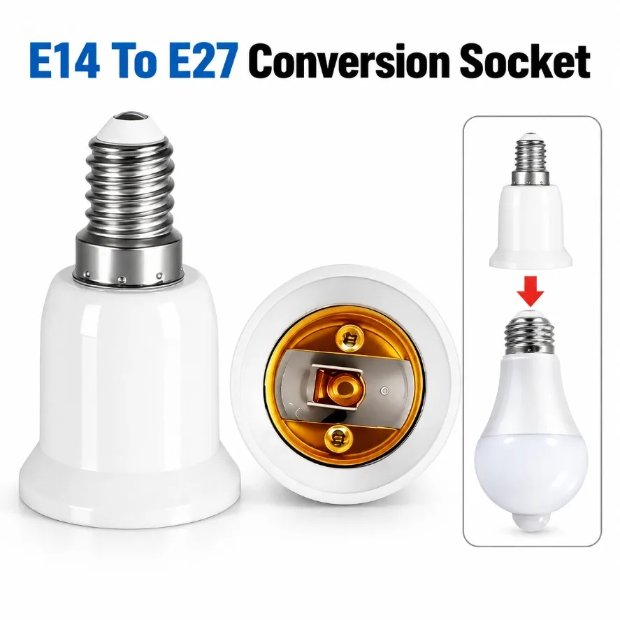 E14 To E27 Light Socket Adapter Converter High Quality Material Bulb Base Conversion Socket for LED Incandescent Light Bulbs