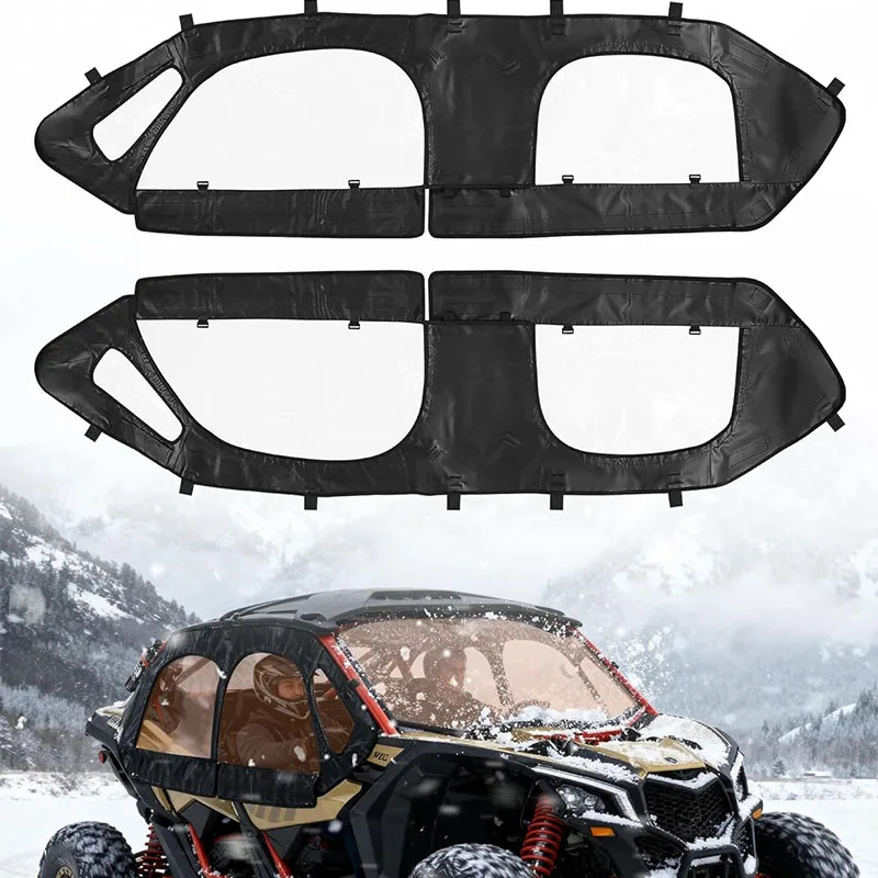 Soft Upper Doors for Can-Am Maverick X3 MAX 2017-2024 (4 Seats) Waterproof PVC Windshield Protection Dustproof Thermal Enclosure