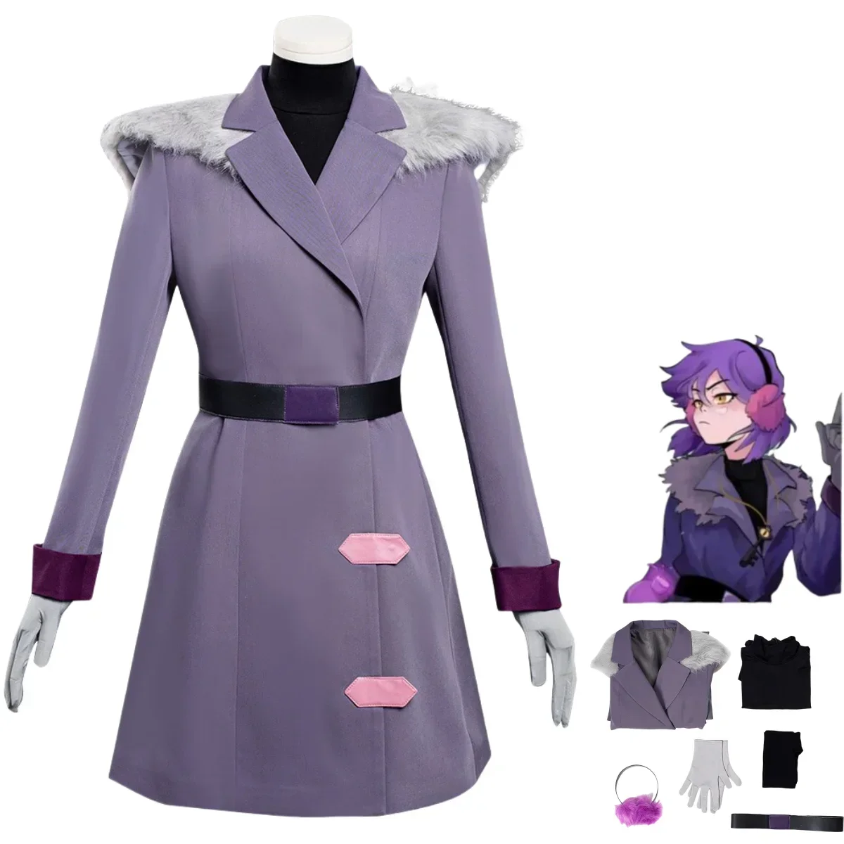 

American Movies Owl House Amity Blight Cosplay Costume Purple Long Sleeved Dress Coat Adult Woman Kawaii Carnival Christmas Suit