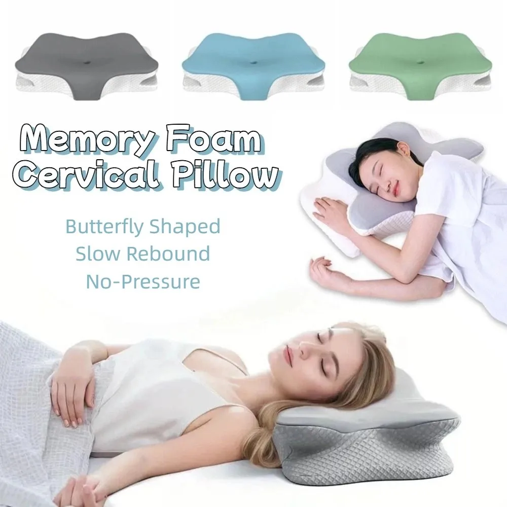 

Butterfly Shaped Ergonomic Neck Pillow Slow Rebound 5D Partition Orthopedic Pillow Lightweight Breathable Neck Guard Pillow