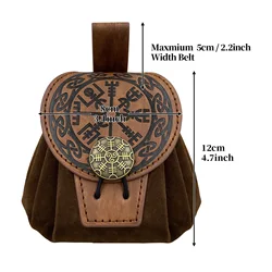 Retro Medieval Viking PU Leather Coin Purse Small Waist Belt Pouch Renaissance Viking Knight Pirate Larp Cosplay Props Wallet