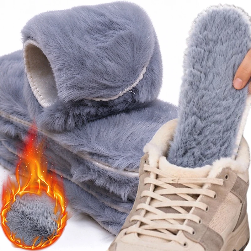 1/5Pairs Warm Shoe Insoles Thick Faux Rabbit Fur Foot Pads Winter Thermal Inserts Plush Cushion for Sneakers Boots Leather Shoes