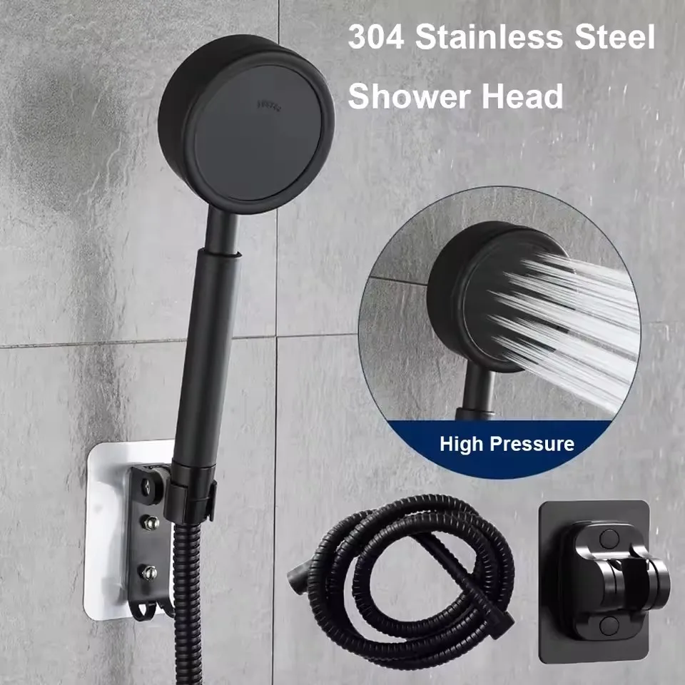 

New 304 Stainless Steel Shower Head Fall Resistant Durable High Pressure Showerhead Bathroom Handheld Water Saving Shower Set