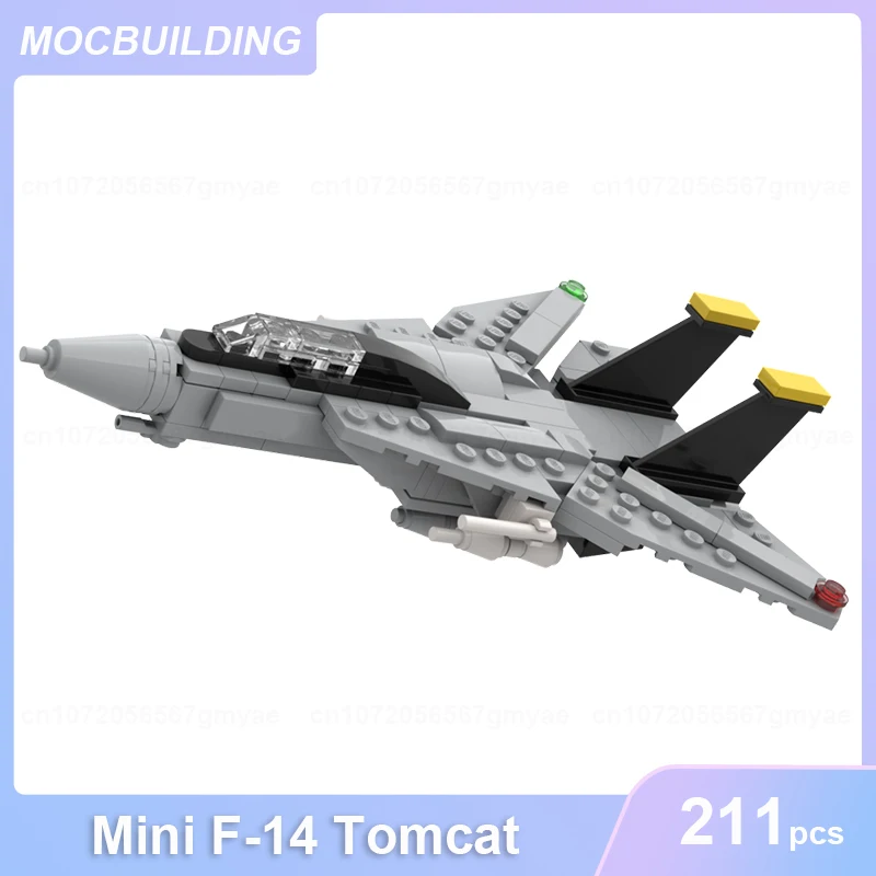 Mini F-14 Tomcat Model with Movable Wings MOC Building Blocks DIY Assemble Bricks Educational Collection Toys Xmas Gifts 211PCS