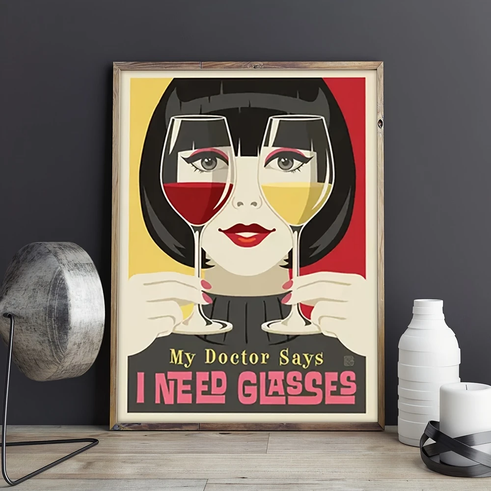 Retro Elegant Woman Drinking Wine Cheers Canvas Prints Modern Club Bar Wall Art Poster for Living Room Aesthetic Home Decor Gift