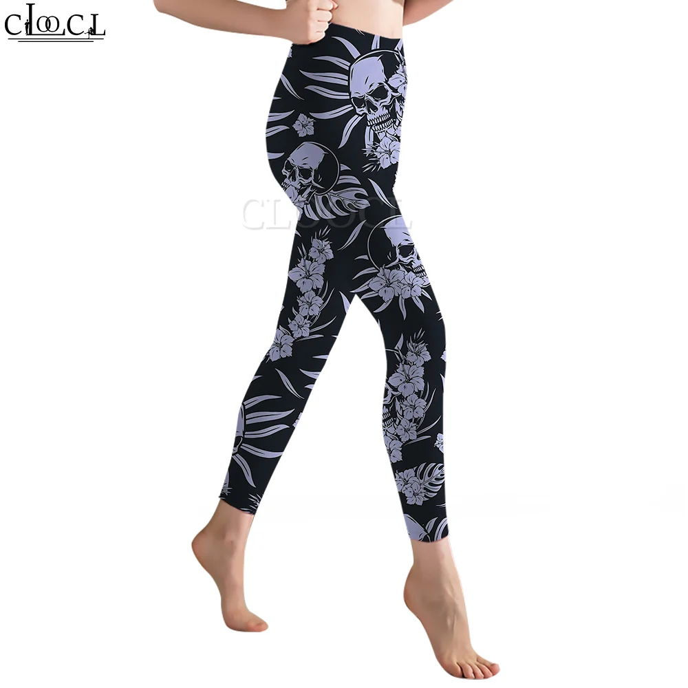 CLOOCL-Leggings con estampado de flores moradas para mujer, pantalones con estampado 3D para entrenamiento femenino, Push Up, trotar, pantalones de Yoga de cintura alta