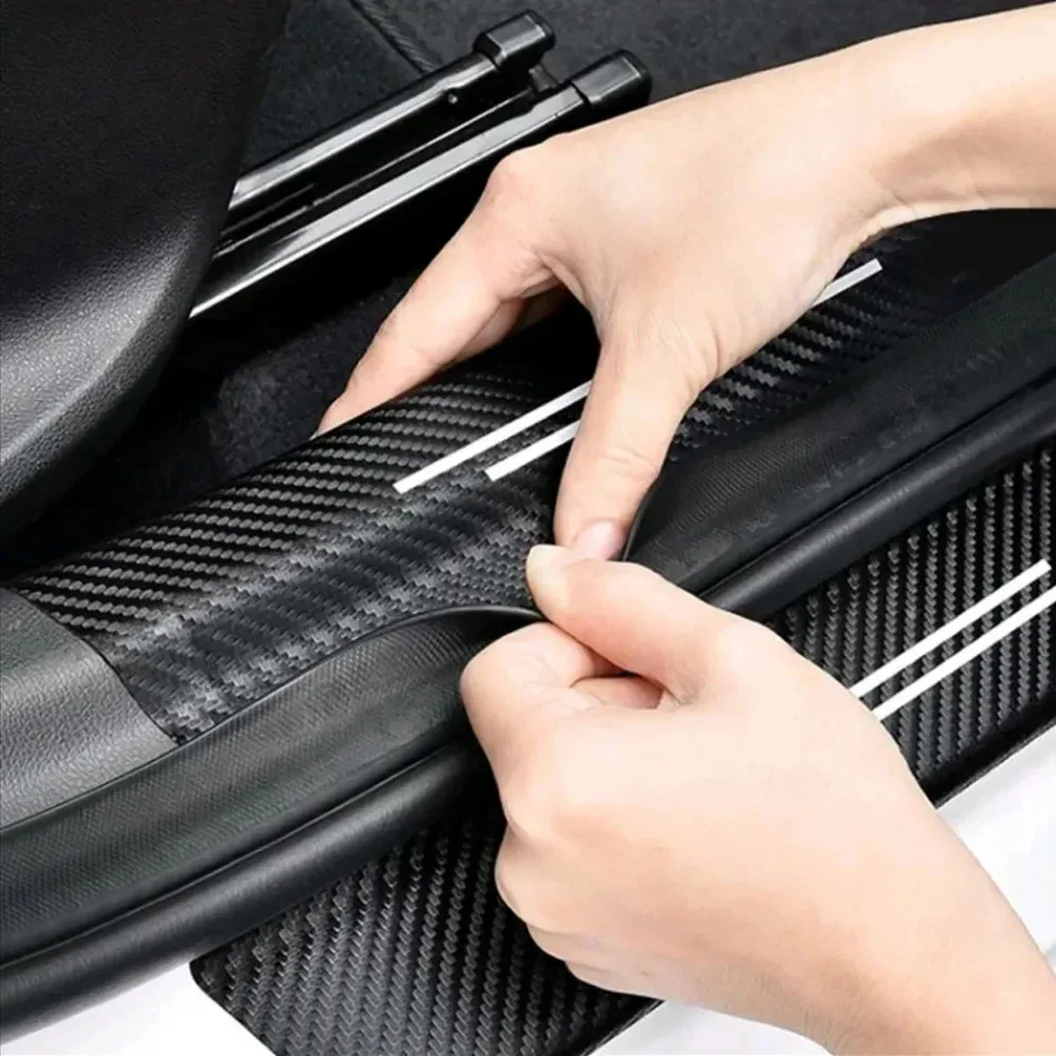 

4pcs Car Door Anti Scratch Protector Sticker Universal Auto Accessories Car Door Sill Protection Strip Decorative Carbon Fiber