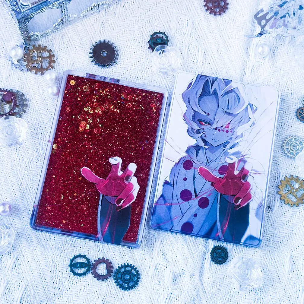 Anime Demon Slayer Rui Cosplay Cartoon Acrylic Quicksand Mahjong Drift Sand Standing Sign Quick-sand Moh-jong Adorn Xmas Gift