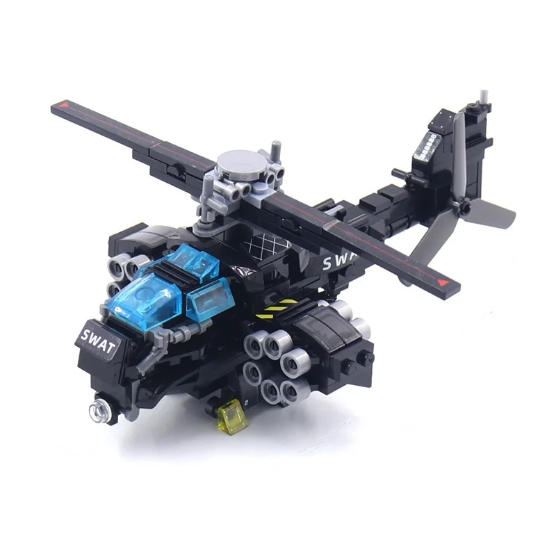 SWAT Gunship Special Forces Helicopter MOC Mini Military Figures Army Accessories MOC Building Parts Blocks Bricks Children Toy