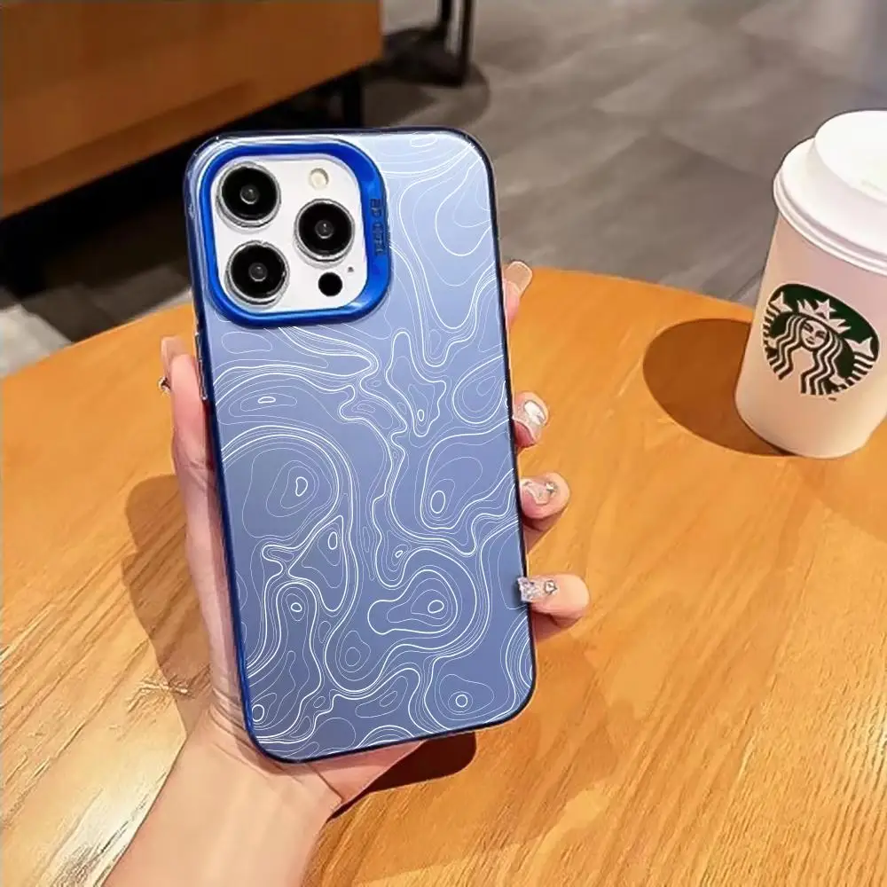 حافظة هاتف بتصميم أنماط الخط الفني التجريدي مناسبة لهاتف iPhone16 15 14 13 12 11 Pro Max مقاومة للصدمات ومضادة للبصمة