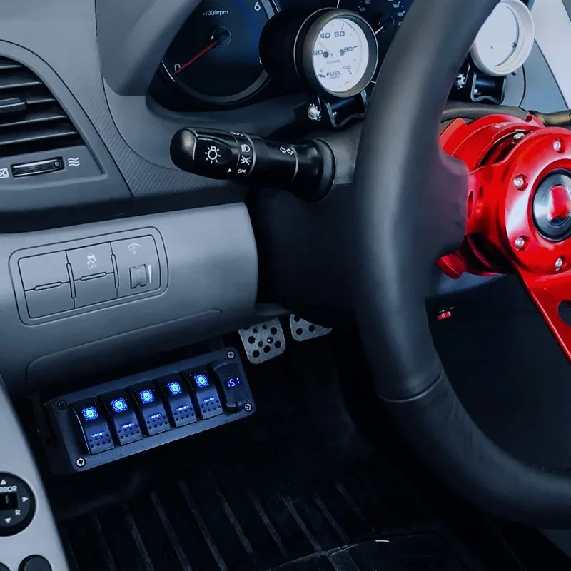 5連スイッチパネル、デュアル外部充電器付き、ヨット＆カーコンソール用電源ハブ