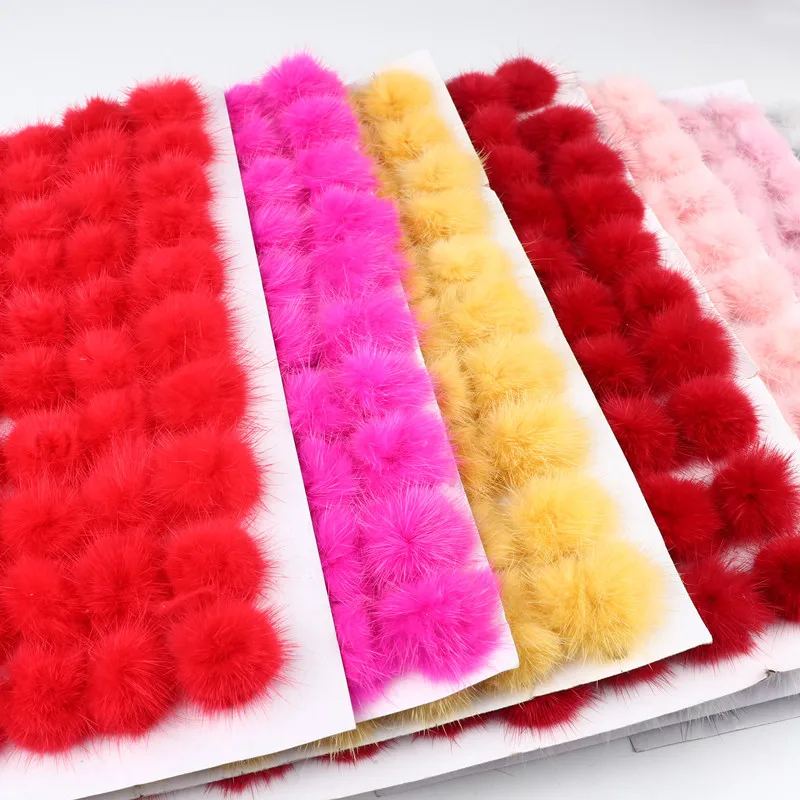 2.5 Cm Colorful Plush Ball Crafts Real Plush Jewelry Fox Pompoms Fluffy Keychain Hairpin Diy Craft Supplies Material Accessories