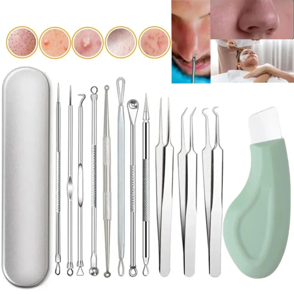 Deep Clean Skin SpatulaAcne Needle Tweezers Acne Remover Ultra-fine Cell Pimples Blackhead Clip Facial Pore Cleaning Care Tool