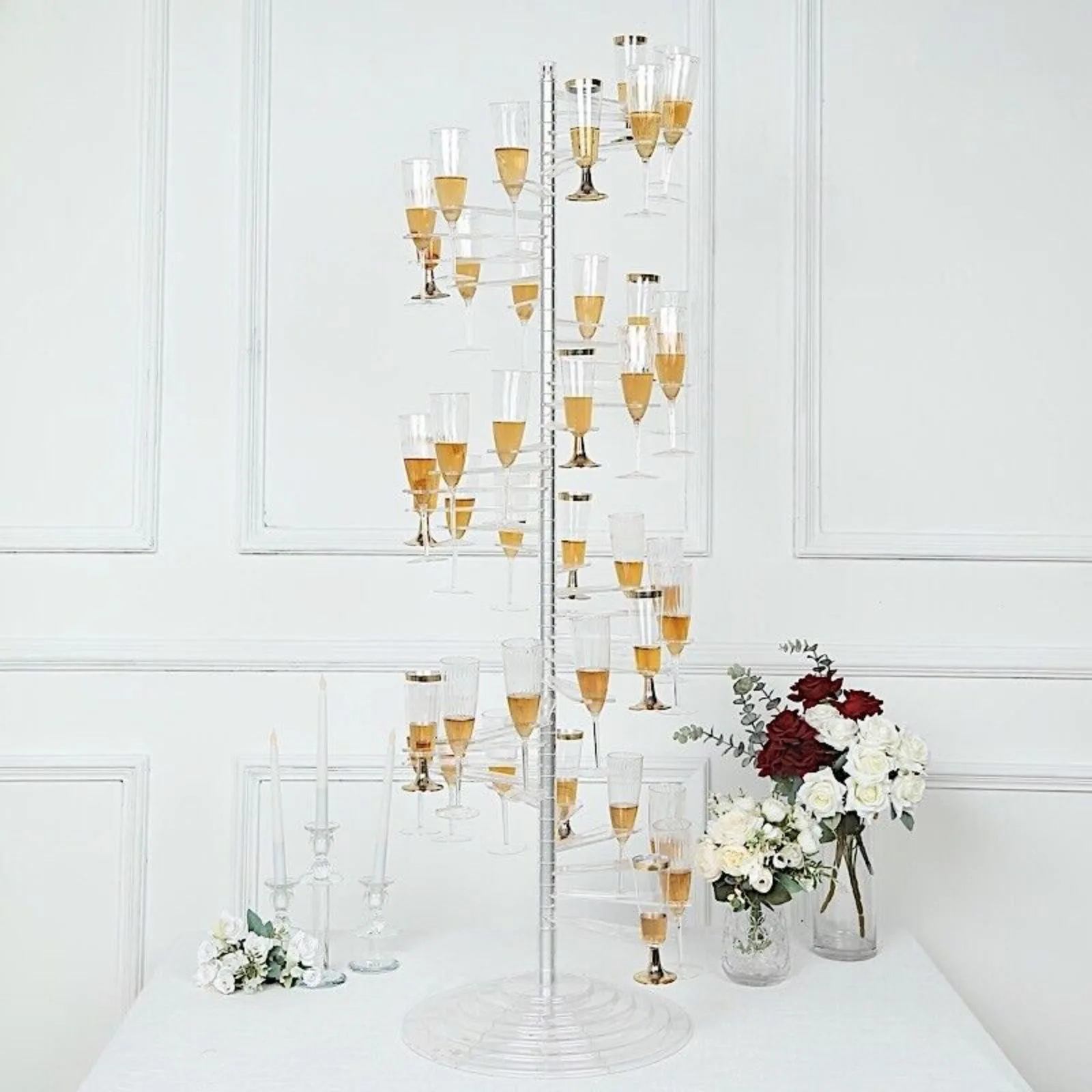 

US Clear 4.5 feet Spiral Acrylic Champagne GLASS FLUTE HOLDER Display Stand Party