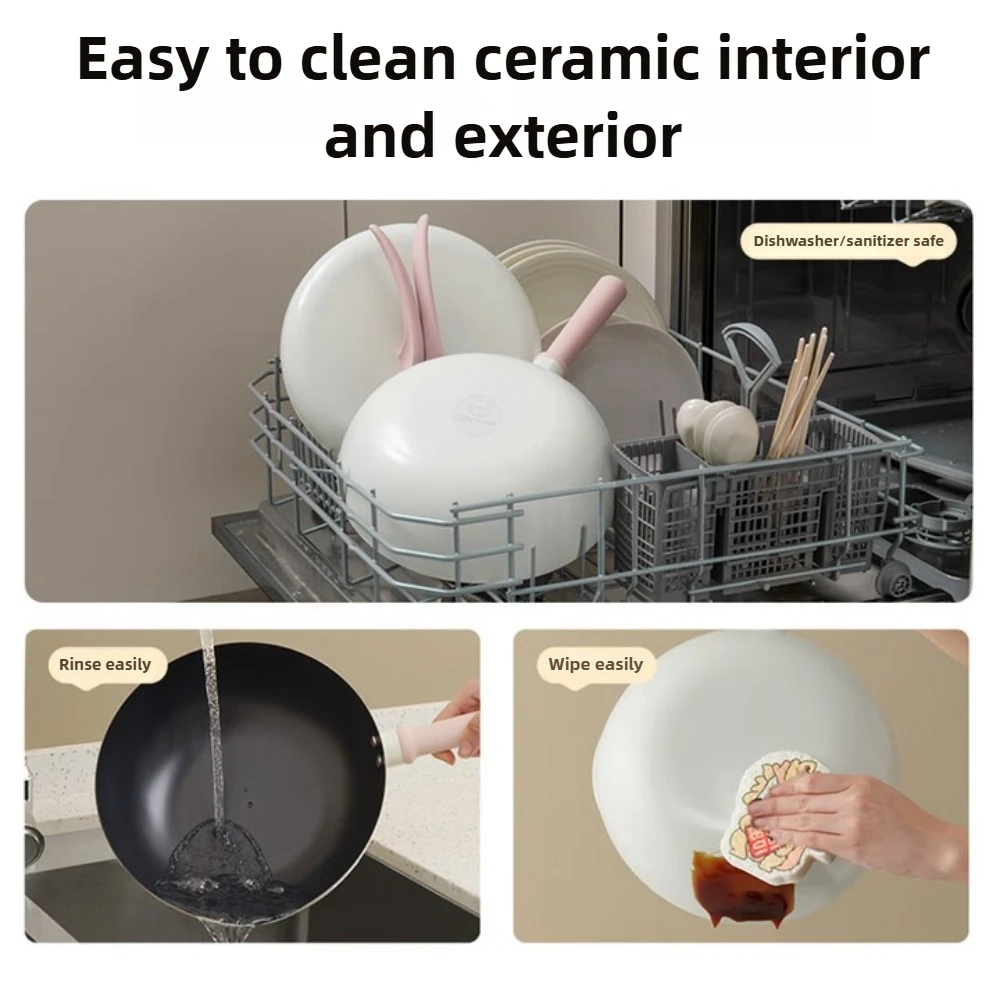 20 سنتيمتر مقلاة مسطحة القاع مقلاة غير المغلفة ووك غير لاصقة شريحة لحم عجة عموم سهلة التنظيف المطبخ تجهيزات المطابخ الغاز والحث #3