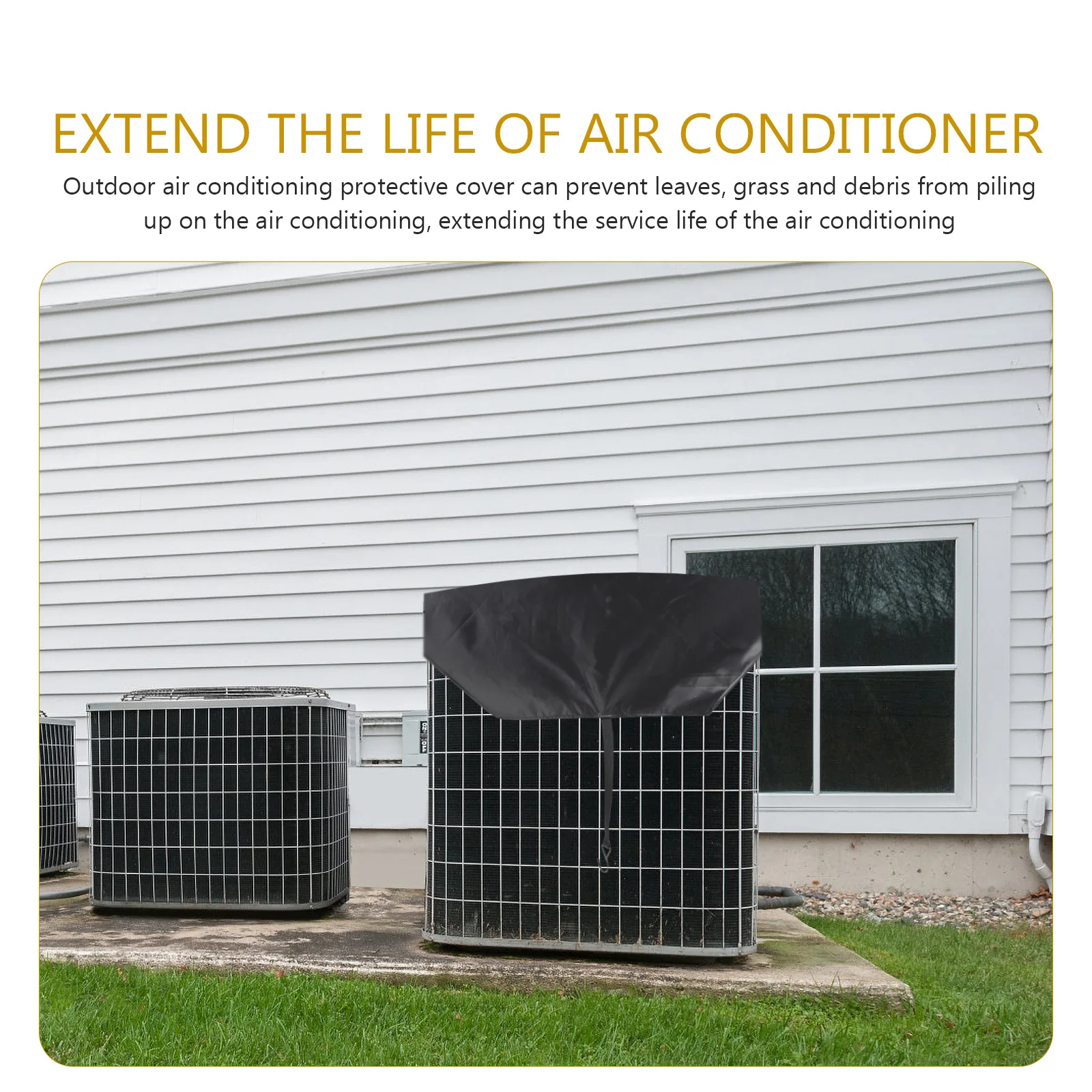 

Air Conditioner Cover Outside Units Heavy Duty Waterproof Oxford Cloth Protective Cover Outdoor Use Foldable Stable Elastic Rope