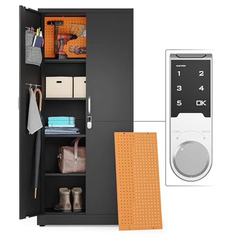 Metal Storage Cabinet with Digital Lock Pegboard Tool Cabinet 71