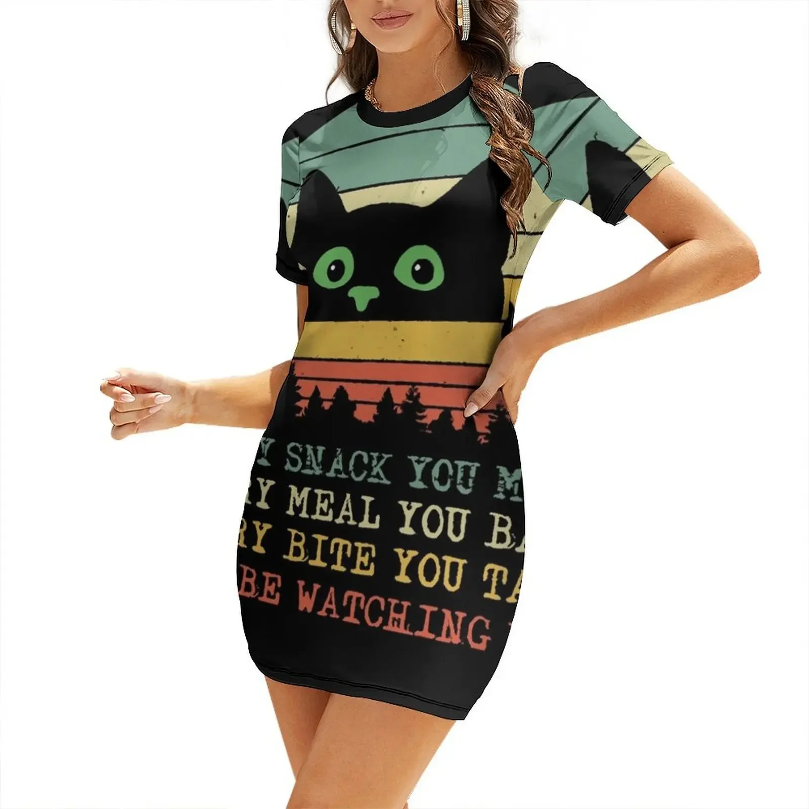 

Every snack you make cat mama T-Shirt Short-Sleeved Dress dress elegant women's sets Women's summer suit Dress