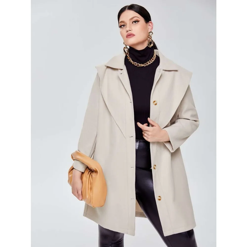 

Women's clothing Wide Collar Coat Outerwear Autumn Winter New Arrival Women's Fasion Korean High-end stylish women's Long top