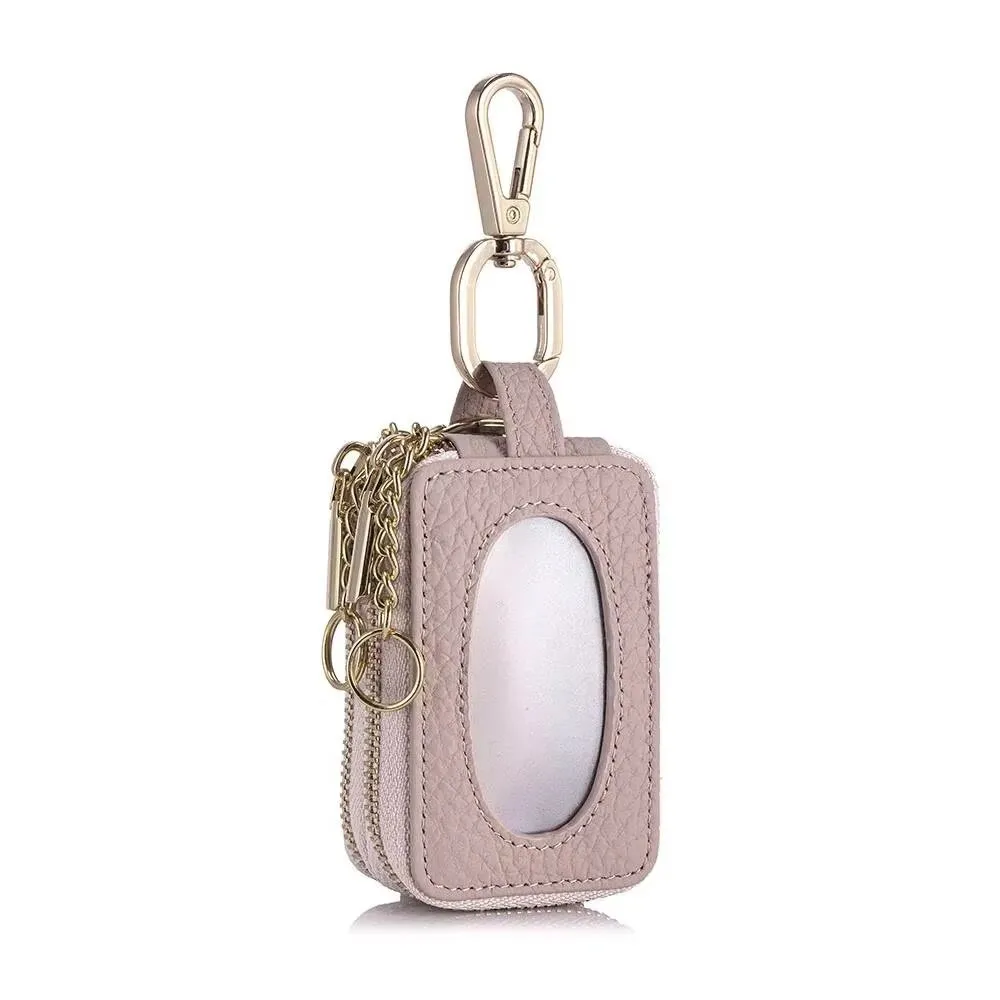 Woman Key Purse Genuine Leather Double-zipper Key Bag For Women Man Car Key Wallet Cowhide Waist-hanging Storage Bag Car Key Bag