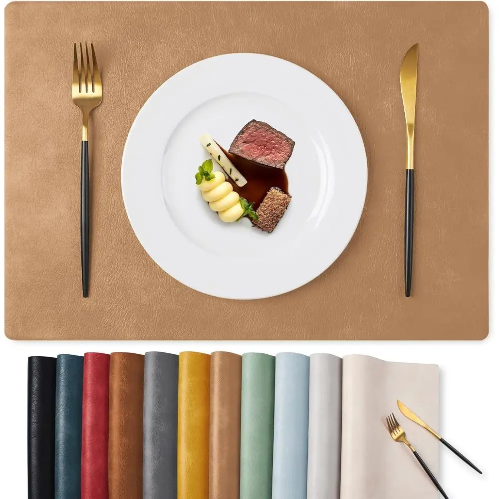 

Набор из 8-12 водонепроницаемых, маслостойких, моющихся полиуретановых салфеток для стола, 17 дюймов, двусторонние, для кухни, столовой, использования на открытом воздухе (цвет: верблюжий)