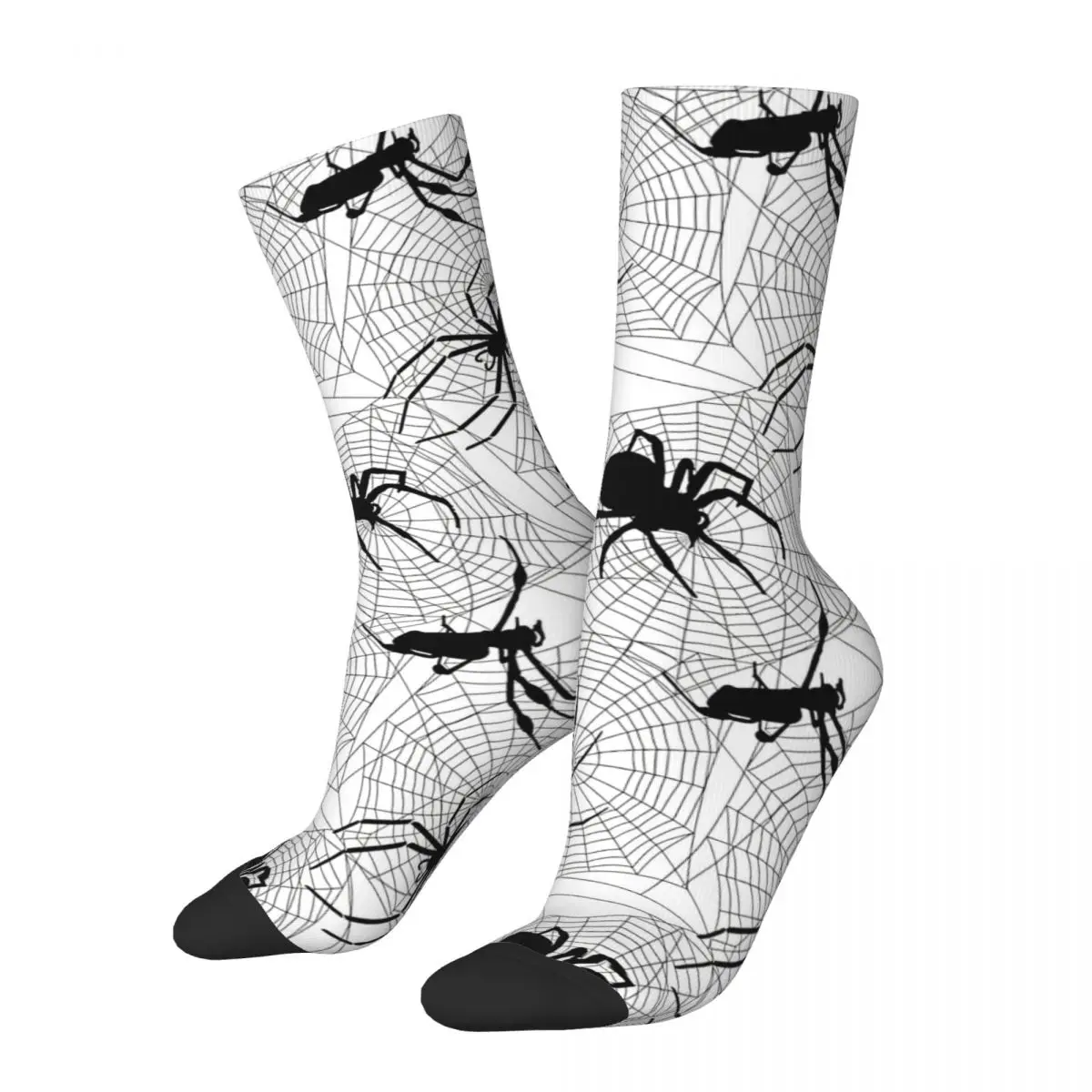 Funny Crazy Sock for Men Spider Web Pattern Hip Hop Quality Pattern Printed Crew Sock Novelty Gift