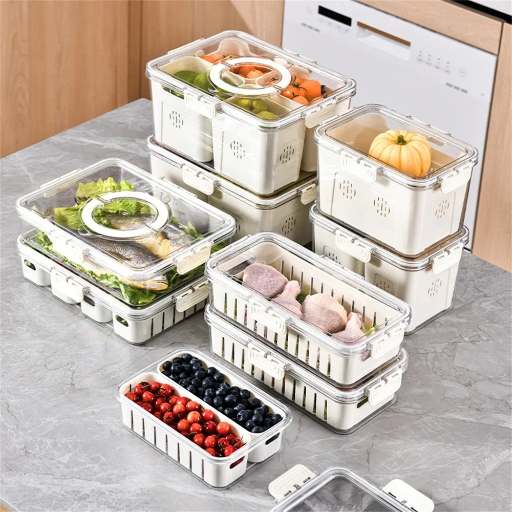 4/8 Compartments Divided Serving Tray with Lid Veggie Tray Portable Snack Box Food Container for Biscuits Candy Fruits Food Box