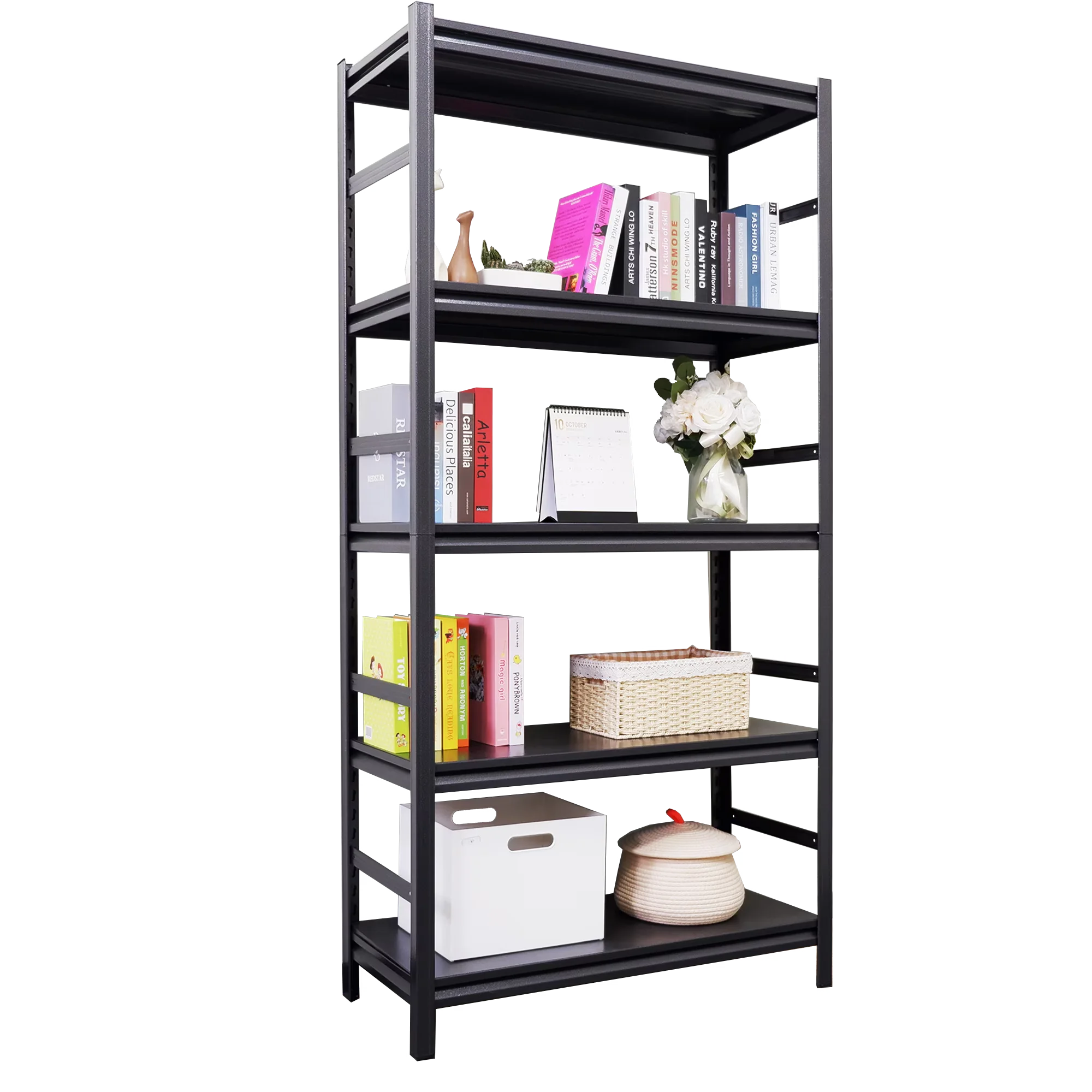 Adjustable Heavy Duty Metal Shelving Unit - 5-Tier Storage Shelves, Versatile for Kitchen, Garage, Pantry, Steel Construction