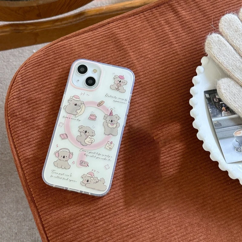 Magnetic Rock Koala Phone Case with Bracket For iPhone 11 12 13 14 15 16 pro max