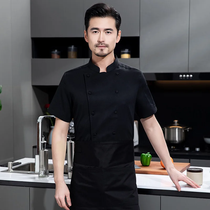 Chef Work Clothes Short Sleeve Men Hotel Restaurant Baking Pastry Kitchen Staff Catering Pastry Chef Kitchen Uniform Chef Jacket