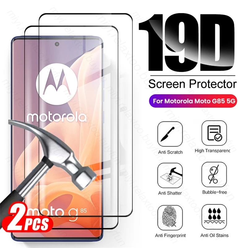 MotoG85 5G Glass 2Pcs 19D Full Glue 9H Tempered Glass For Motorola Moto G85 G 85 5G 2024 Curved Cover Screen Protector HD Films