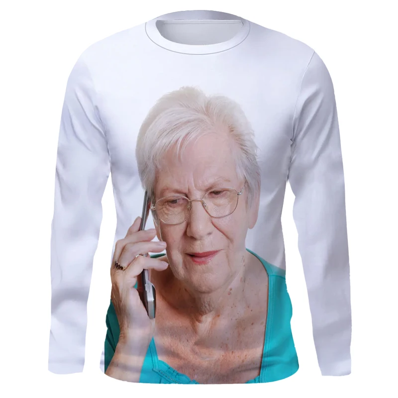 Hip Hop Fashion Haute Couture Licking Red Popsicle Print Spring And Autumn Men's Long Sleeve T-Shirt Kawaii Grandma Fun Top