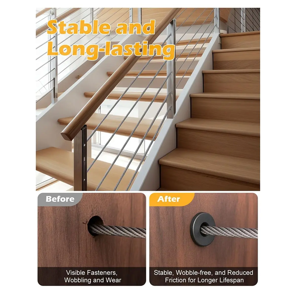 A89X 10 Pack 1/8 Inch Cable Deck Railing Kit, Receiver Swage Stud End for 2