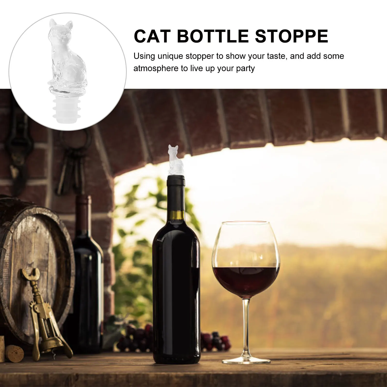 

1pc Silicone Cat Shape Wine Bottle Stopper Red Wine Sealing Decorative Cat Bottle Plug Party Home Bar Kitchen Barware