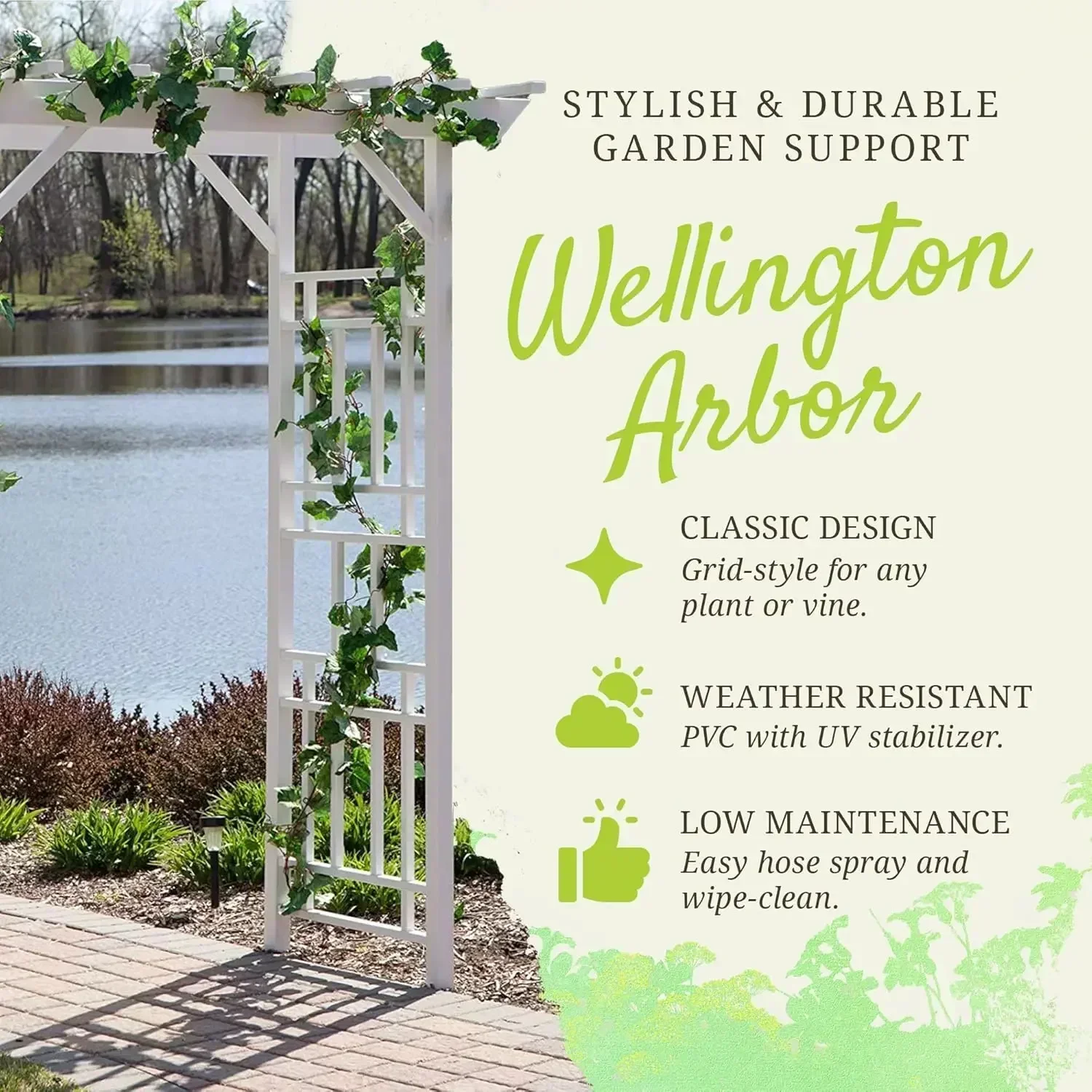 Vinyl Garden Archway, White, 72
