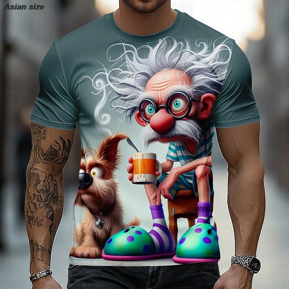 Men's Old Man T Shirt Short Sleeve T shirt 3D Print Crew Neck Shirt Exaggerated Designer Club Party t shirts