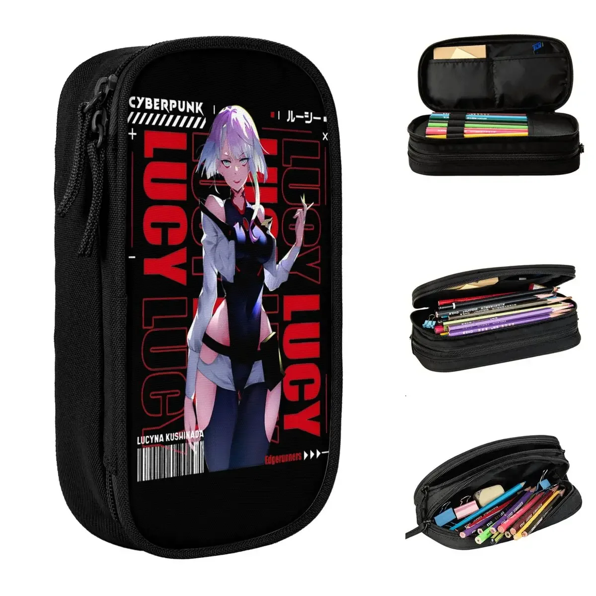 

Japan Anime Cyber Edgerunner Lucy Pencil Cases Lovely Punk Pen Holder Bag for Student Big Capacity School Gift Pencil Pouch