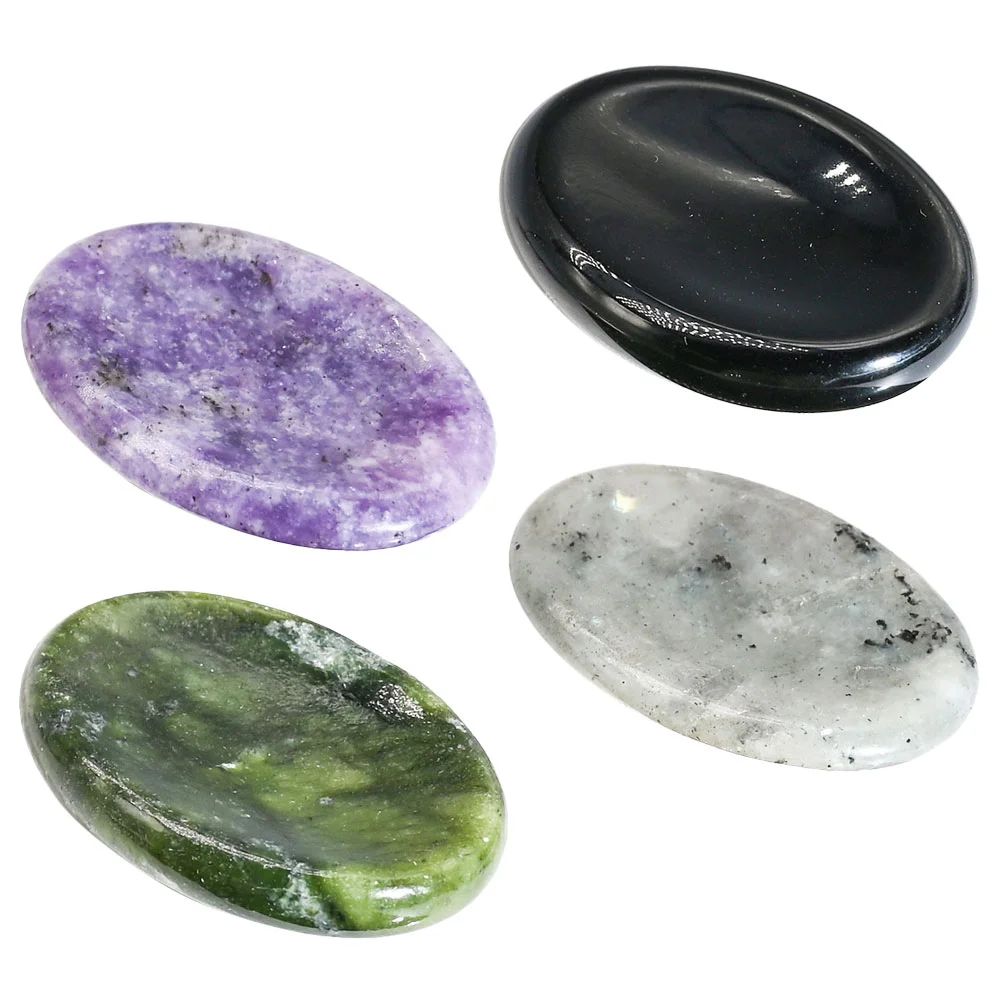 

4 Pcs Facial Scrapping Plate Anxiety Worry Stone Crystal Thumb Scraper for Pressure Finger Scraping Relief Stress Gua Sha Tool