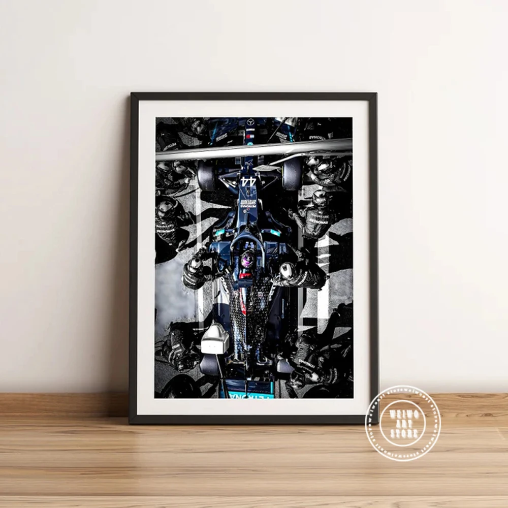 الفورمولا 1 هاميلتون المشارك F1 مرسيدس سباق السيارات قماش يطبع اللوحة الرقمية موتور سبورت جدار صورة فنية لغرفة المعيشة ديكور #4