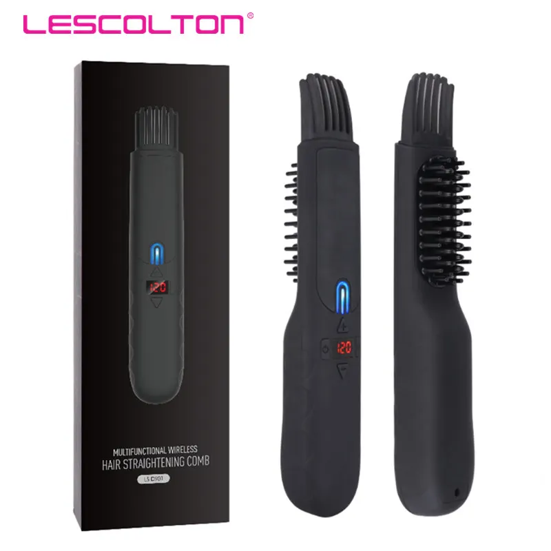 Wireless Beard Straightener Comb for Men Hair Hot Comb Quick Electric Heated Beard Brush Styler Portable Comb Straightener