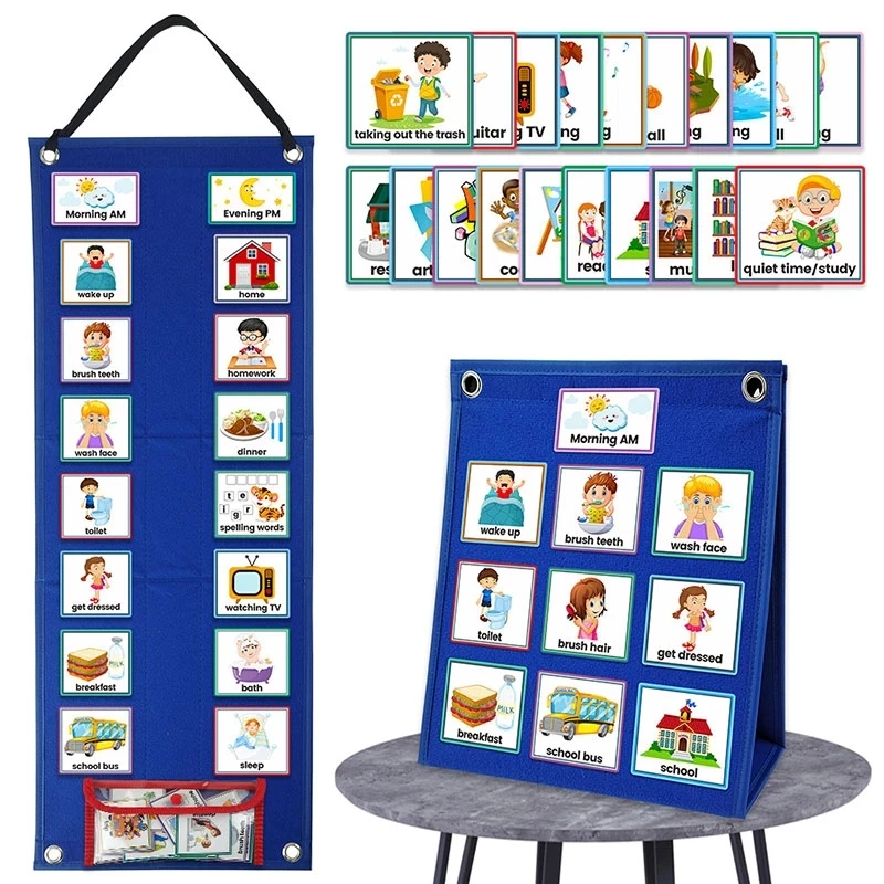 Children Visual Schedule Calendar Chart Autism Learning Materials Kids Visual Behavioral Tool Montessori Educational Toys For 3