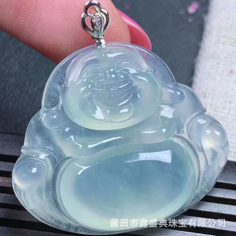 

Live Broadcast Supply Wholesale Myanmar Natural Emerald Pendant a Goods 18K High Ice Buddha Jade Jewelry with Certificate