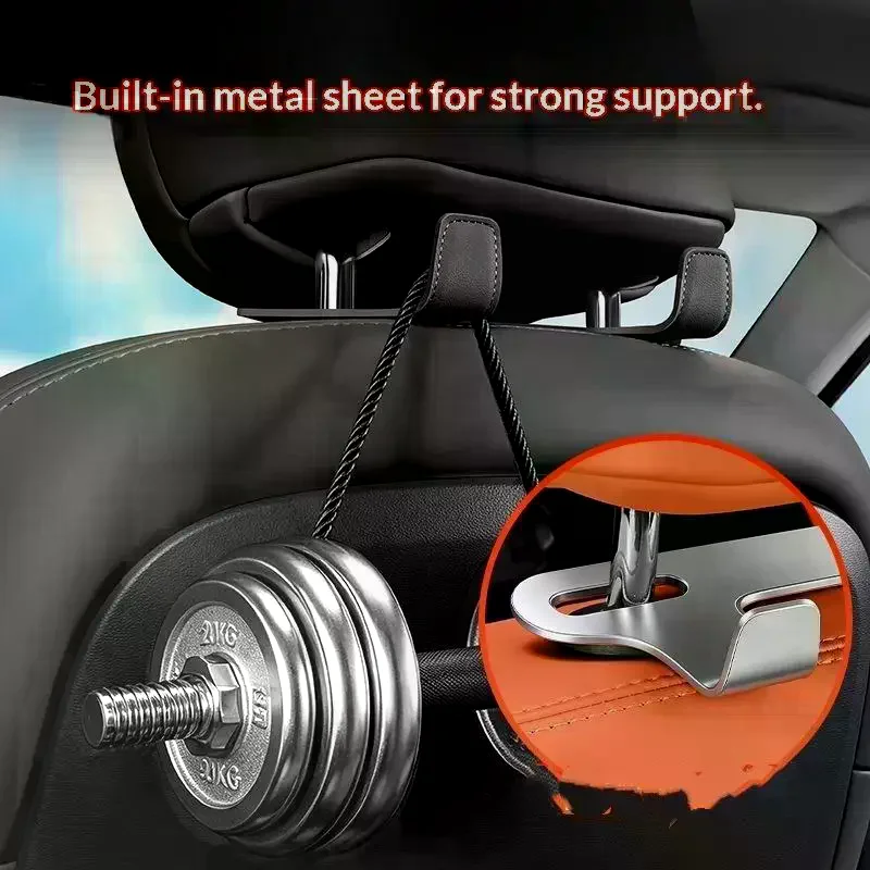 Super Fiber Leather Car Seat Hook Double Hook with Strong Load-Bearing Capacity No Shaking Rear Row Object Hook for Vehicle Int