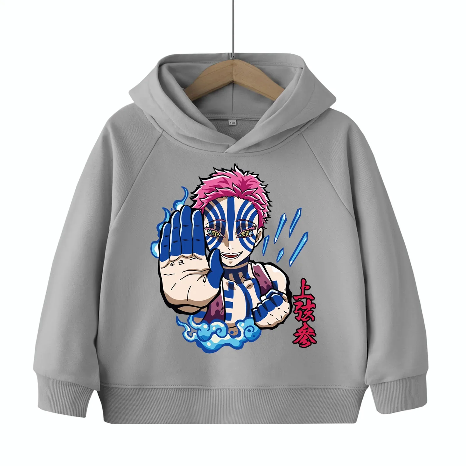 شيطان القاتل كيميتسو نو يابا أكازا أنيمي طباعة هوديي للأطفال ، هاراجوكو الأمريكية الهيب هوب هوديي غير رسمي #6