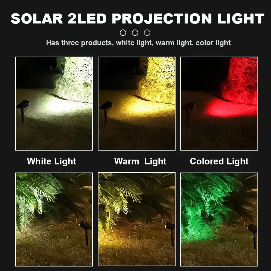 2LEDs RGB Solar Light Outdoors Landscape Spotlights Color Changing 2 In 1 Wireless Waterproof Solar Wall Lamp Patio Garden