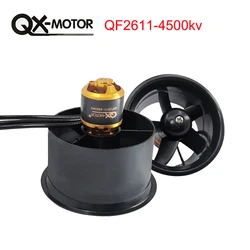 QX-MOTOR 64mm EDF 4500KV brushless motor QF2611 with 5 blades ducted fan for FMS / FREEWING Rc Jet Airplane