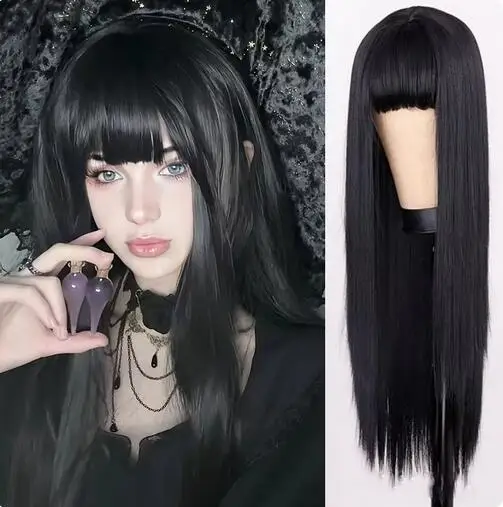 28-inch synthetic buttonnet long wig role-playing wigs are ideal for everyday party wear by women wig