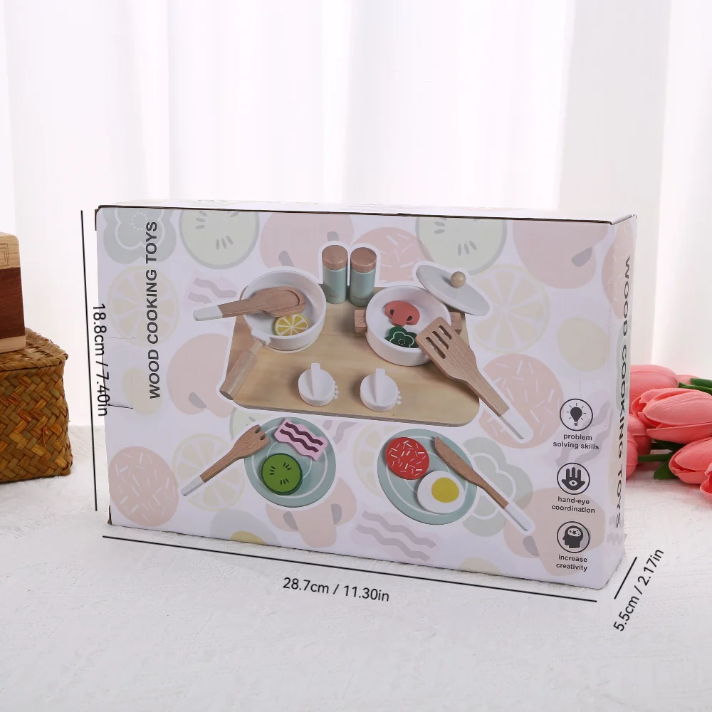 Juguetes de cocina para niños, ollas y utensilios de madera, utensilios de cocina para bebés pequeños y botellas de condimentos para cumpleaños