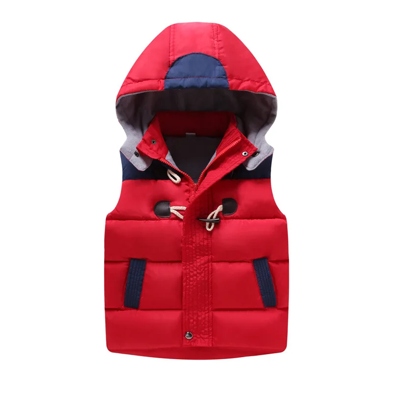 2024 Winter Warm 3 4 6 8 10 11 12 Years Teenager Thickening Outerwear Color Patchwork Hooded Vest Waistcoat For Kids Boys Girls