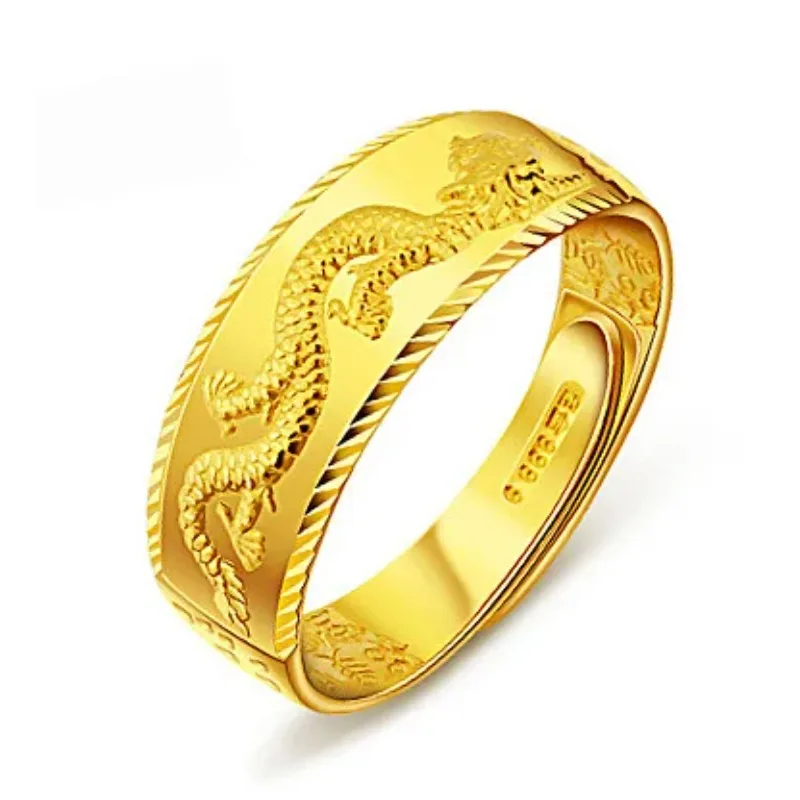 24k Gold Plated Men's Open Ring, Men's Dragon Ring, Domineering Fashion Ring Accessory Rings for Men